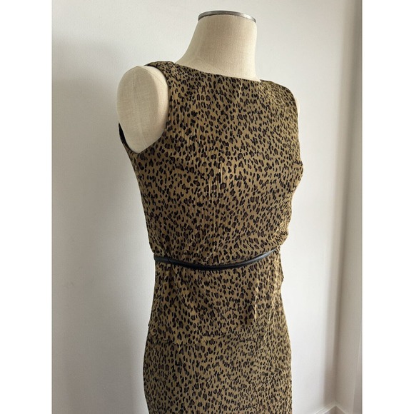 Vtg 90s Scarlett Leopard Print Sheath Textured Maxi Dress w/ Waist Tie | Sz 5/6 - Picture 2 of 6